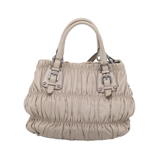 Prada Gaufre Convertible Nappa Leather, Beige, Leather, Tote Bag