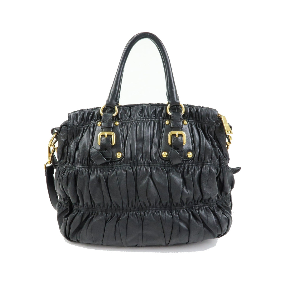 Prada Gaufre Convertible Nappa Leather, Black, Leather, Tote Bag
