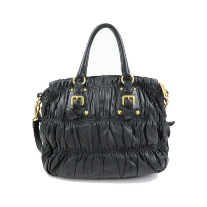 Prada Gaufre Convertible Nappa Leather, Black, Leather, Tote Bag