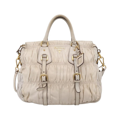Prada Gaufre Convertible Satchel Nappa Leather, Beige, Leather, Handbag