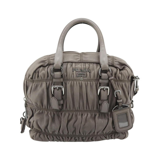 Prada Gaufre Convertible Satchel Nappa Leather, Gray, Leather, Handbag