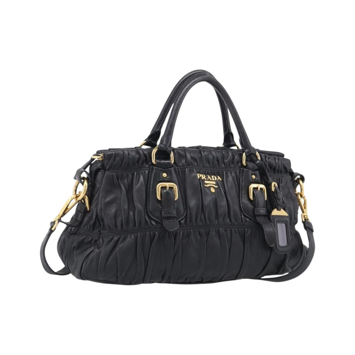 Prada Gaufre Convertible Satchel Nappa Leather, Black, Leather, Handbag