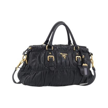 Prada Gaufre Convertible Satchel Nappa Leather, Black, Leather, Handbag