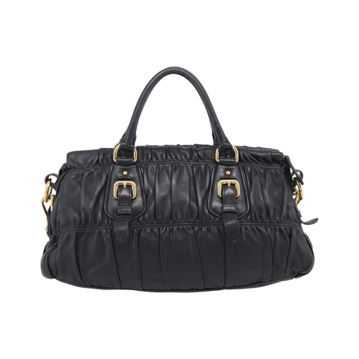 Prada Gaufre Convertible Satchel Nappa Leather, Black, Leather, Handbag