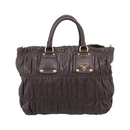 Prada Gaufre Nappa Leather, Brown, Leather, Tote Bag