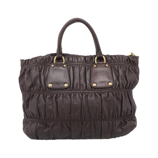 Prada Gaufre Nappa Leather, Brown, Leather, Tote Bag