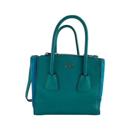 Prada glace twin pocket small glace twin pocket, Green, Leather, Tote Bag