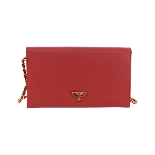 Prada Heart Wallet on Chain Saffiano Leather, Red, Leather, Crossbody Bag