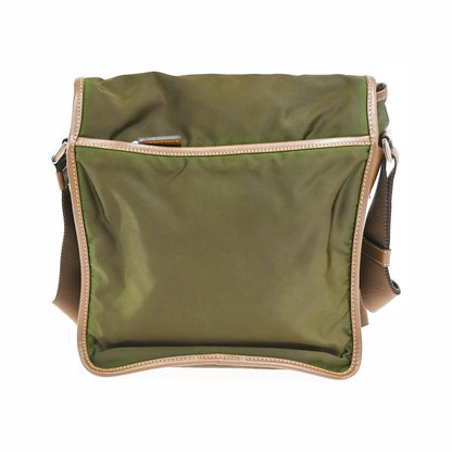 Prada Logo Buckle Messenger Nylon, Khaki, Nylon, Handbag