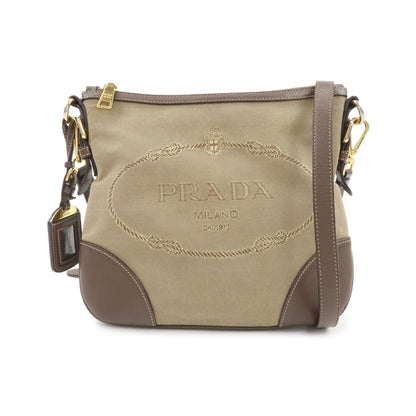 Prada Logo Canvas, Beige, Canvas, Tote Bag