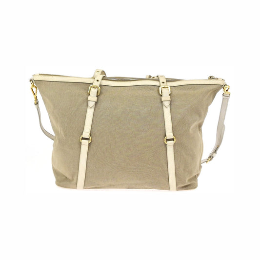 Prada Logo Convertible Shopper Canvas, Brown, Canvas, Tote Bag