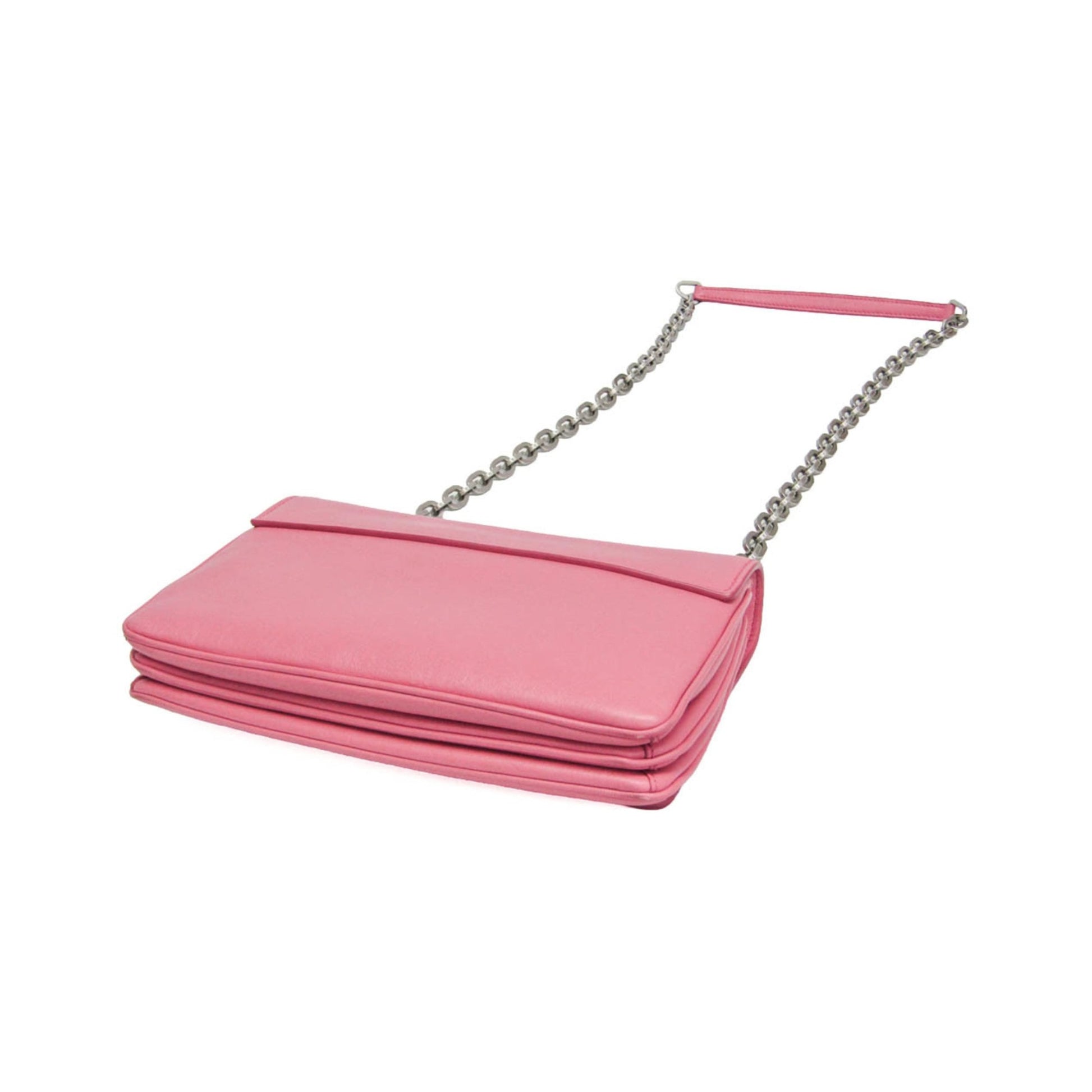 Prada Lux Chain Lock Flap Saffiano Leather, Pink, Leather, Shoulder Bag