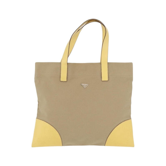 Prada Lux Convertible Open Tote Canvas and leather, Beige, Canvas, Tote Bag