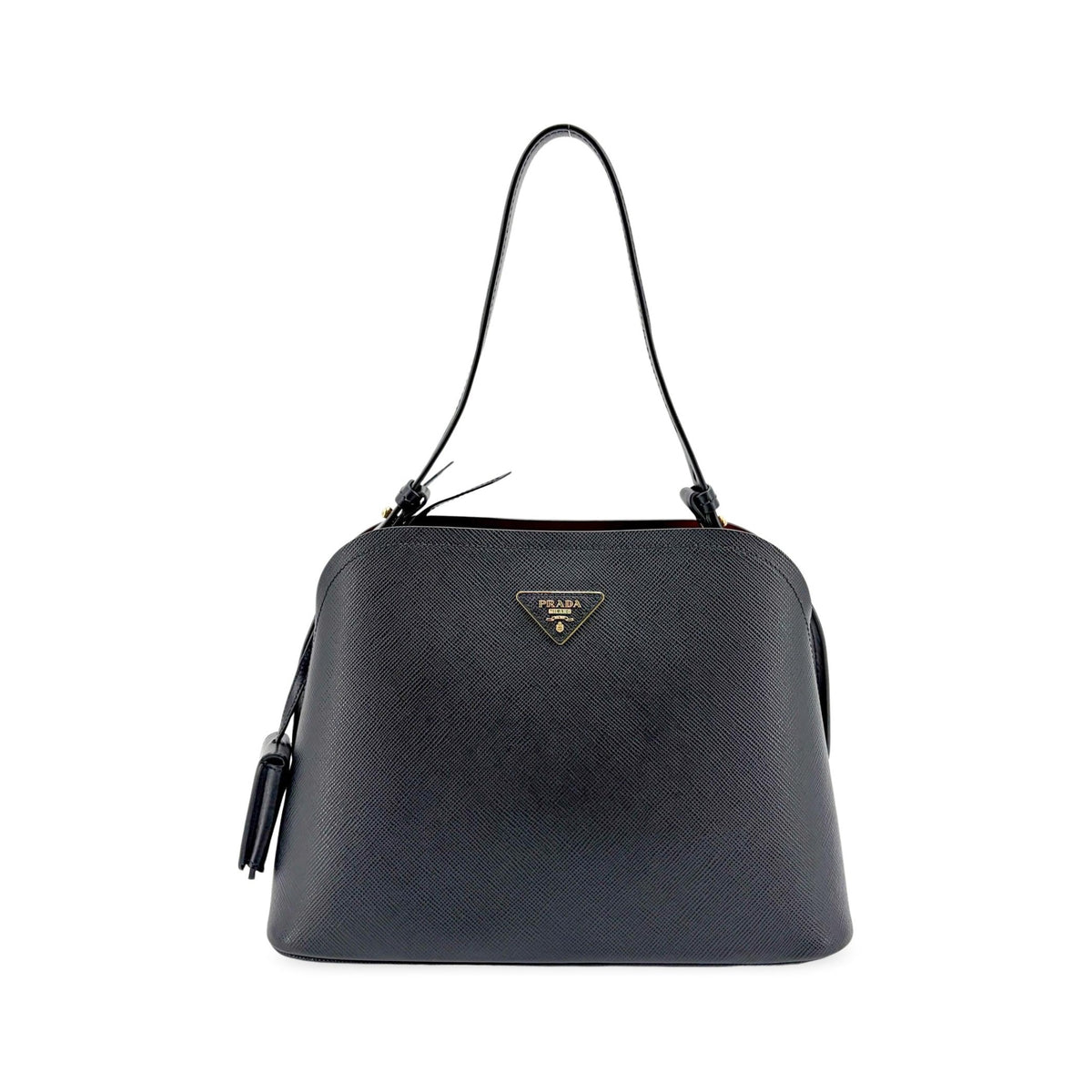 Prada Matinee Top Handle Saffiano Leather, Black, Leather, Handbag