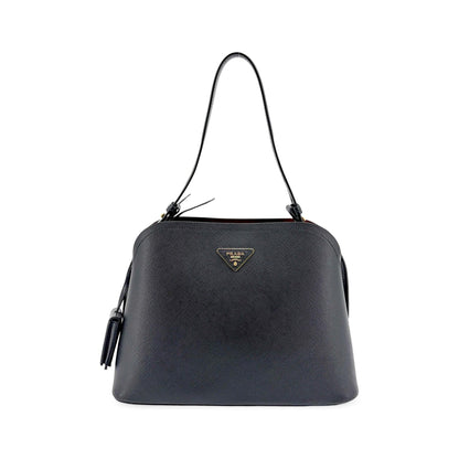Prada Matinee Top Handle Saffiano Leather, Black, Leather, Handbag