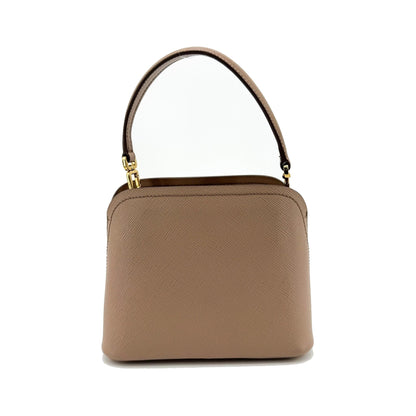 Prada Matinee Top Handle Saffiano Leather, Beige, Leather, Handbag