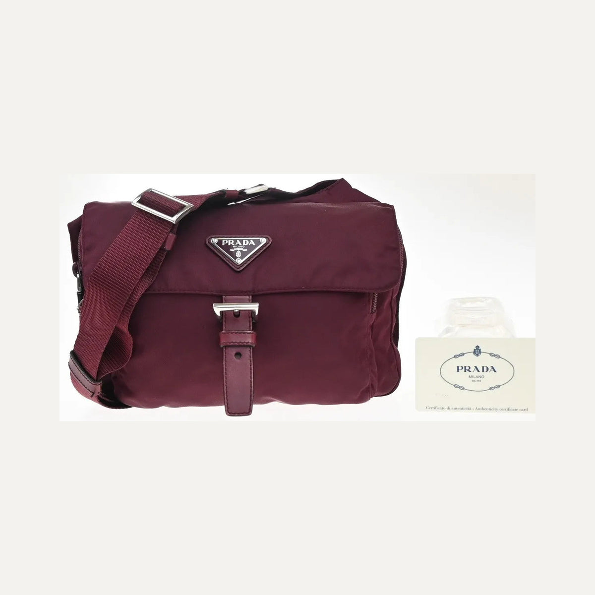 Prada Messenger Printed Tessuto, Red, Nylon, Crossbody Bag