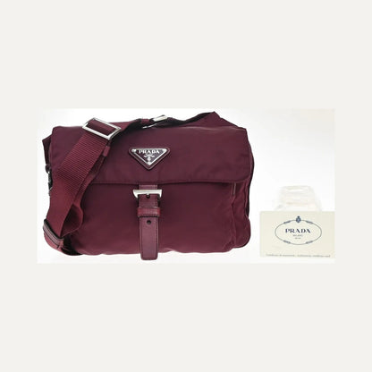 Prada Messenger Printed Tessuto, Red, Nylon, Crossbody Bag