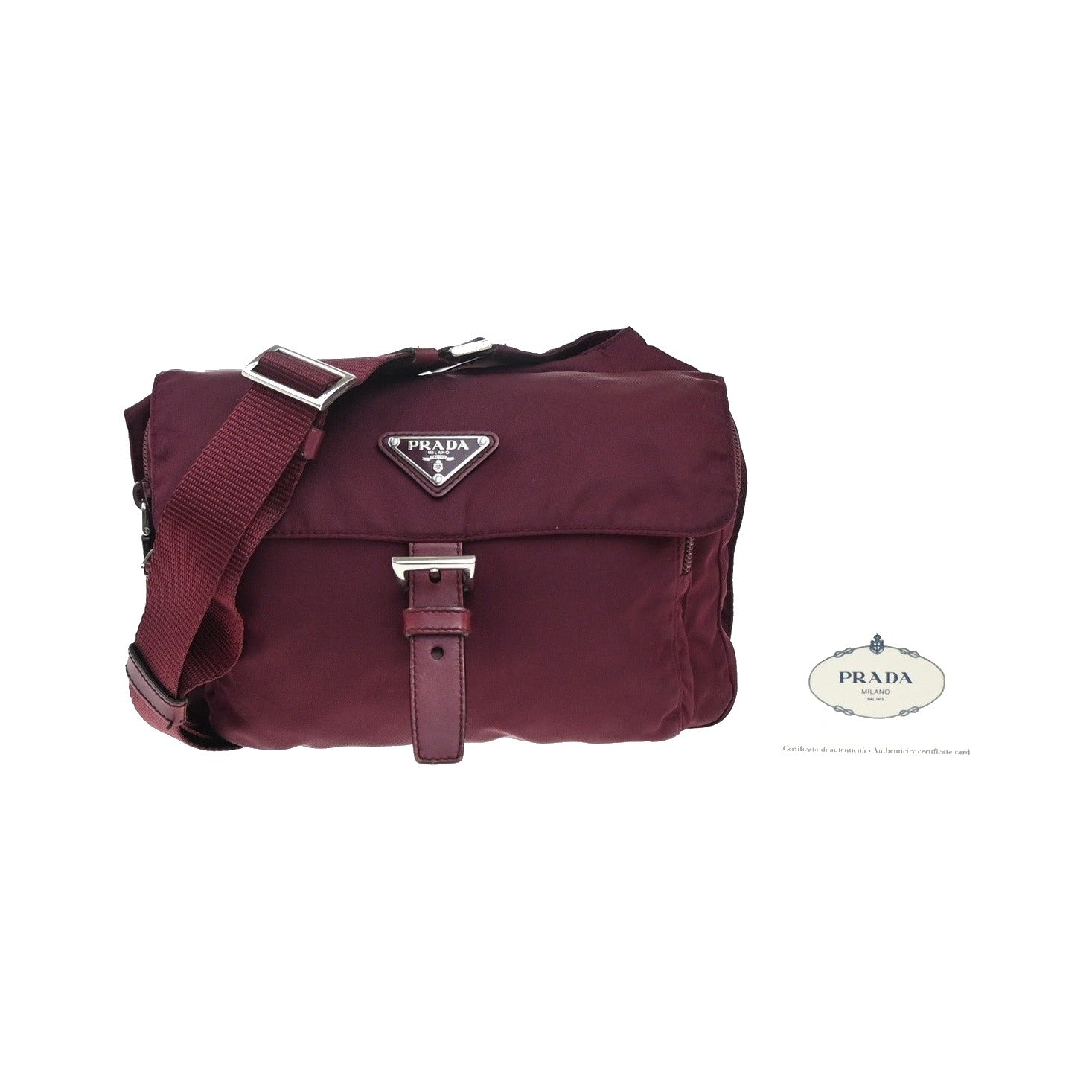 Prada Messenger Printed Tessuto, Red, Nylon, Crossbody Bag