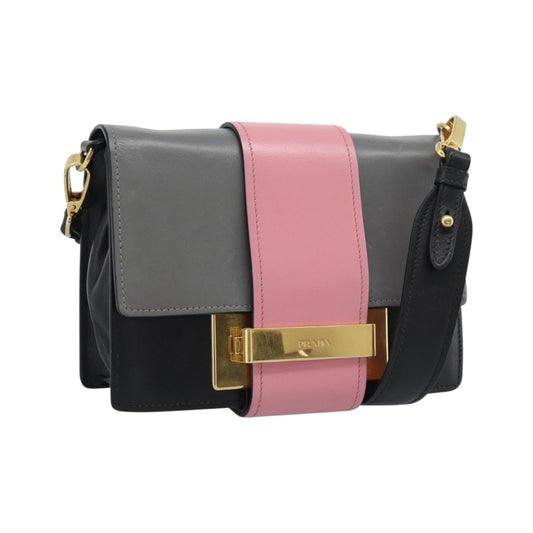 Prada Metal Ribbon City Calfskin, Multicolour, Leather, Shoulder Bag