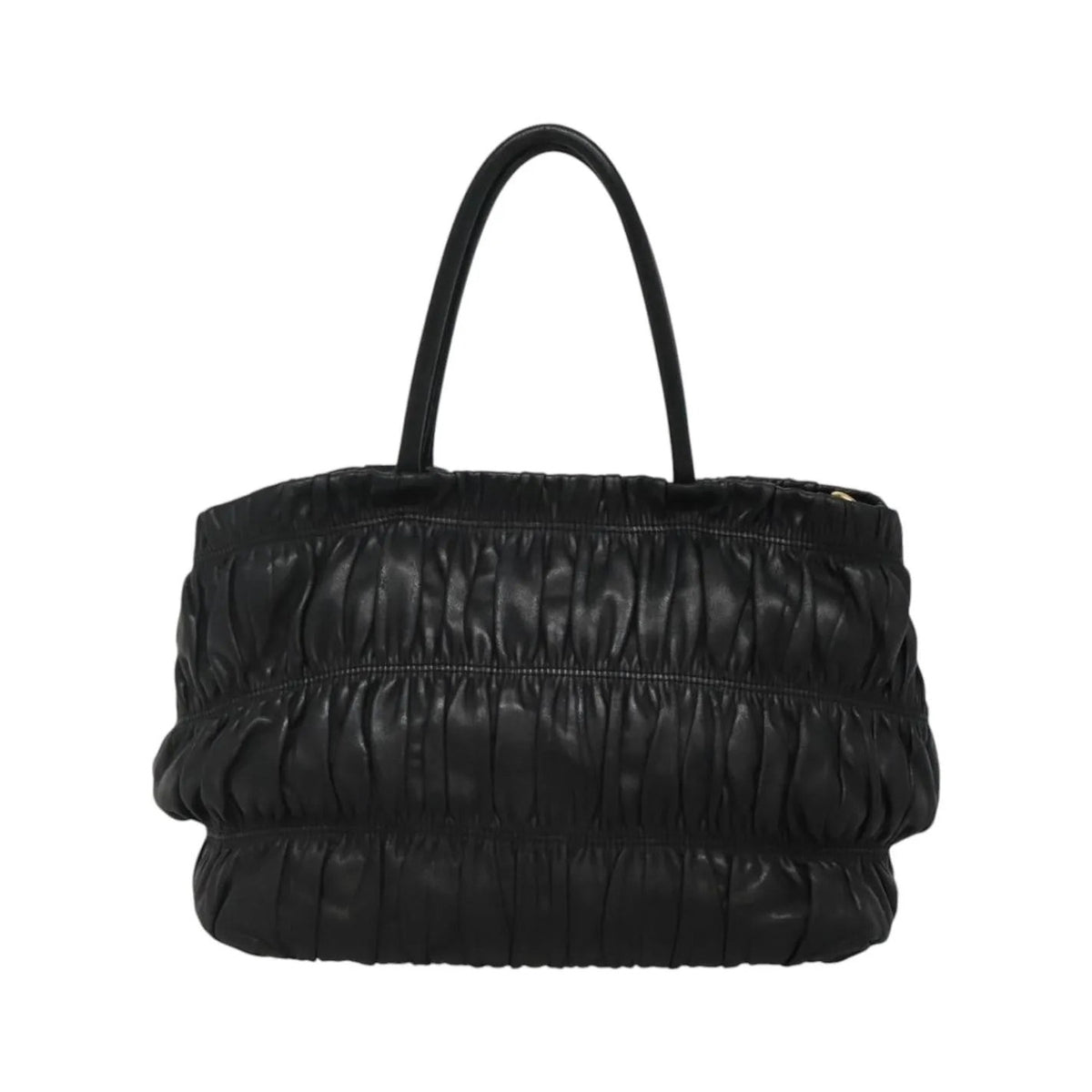 Prada Nappa Gaufre Bow Leather, Black, Leather, Tote Bag