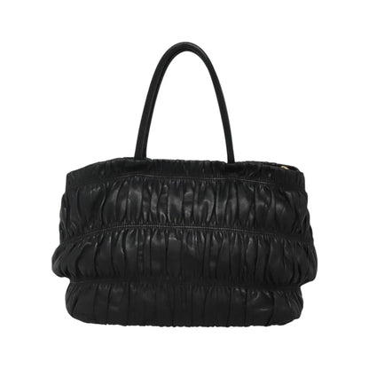 Prada Nappa Gaufre Bow Leather, Black, Leather, Tote Bag