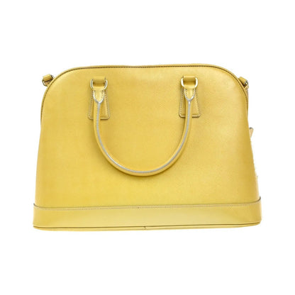 Prada Open Promenade Saffiano Leather, Yellow, Leather, Handbag