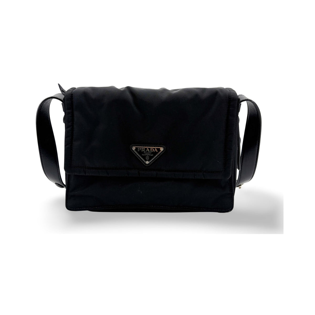 Prada Padded Flap Re-Nylon, Black, Nylon, Shoulder Bag