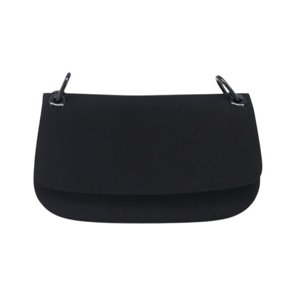 Prada Plastic Chain Flap Bag Canvas, Black, Cotton, Shoulder Bag