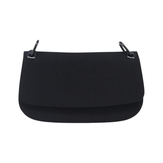 Prada Plastic Chain Flap Bag Canvas, Black, Cotton, Shoulder Bag