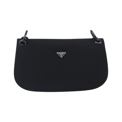 Prada Plastic Chain Flap Bag Canvas, Black, Cotton, Shoulder Bag