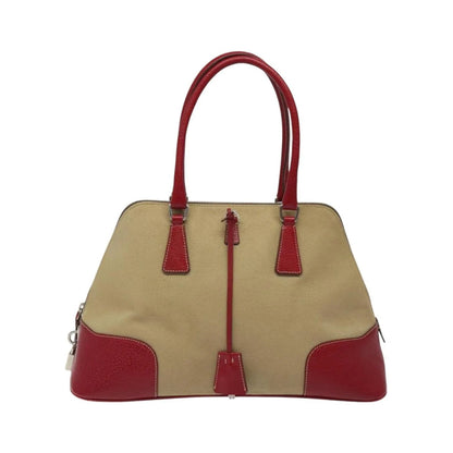 Prada Promenade Tote Canvas and Leather, Beige, Canvas, Shoulder Bag
