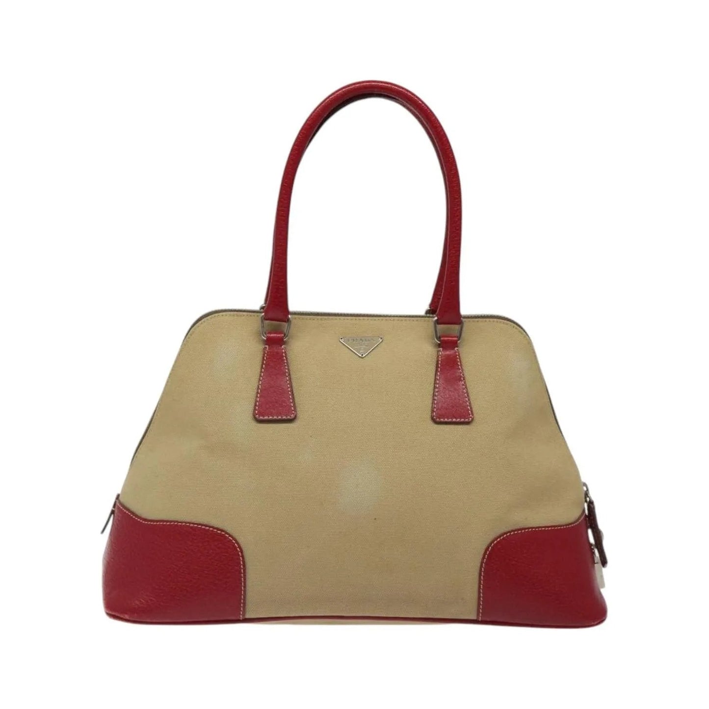 Prada Promenade Tote Canvas and Leather, Beige, Canvas, Shoulder Bag