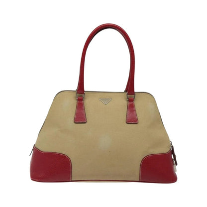 Prada Promenade Tote Canvas and Leather, Beige, Canvas, Shoulder Bag