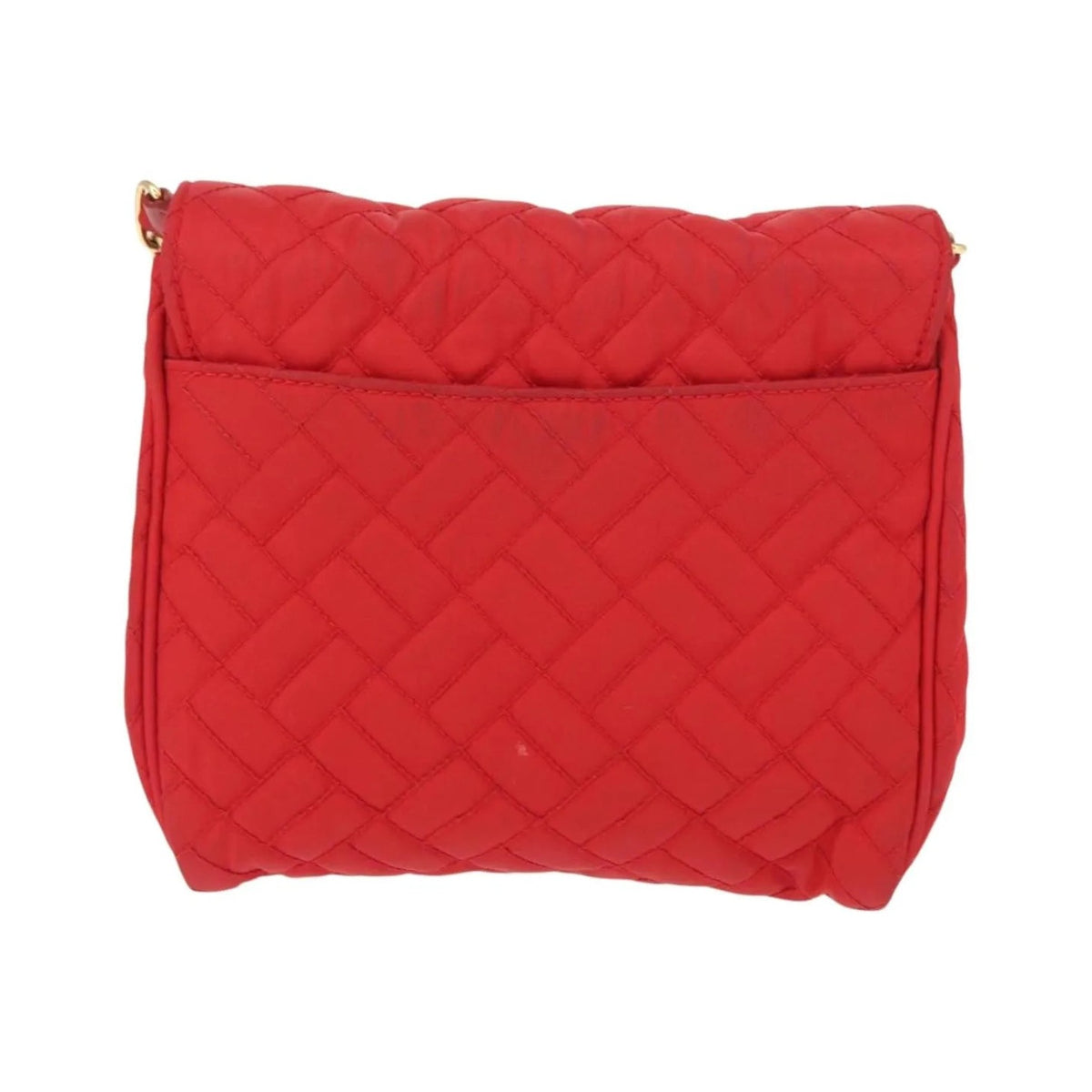 Prada Pushlock Chain Flap Quilted Tessuto, Red, Nylon, Shoulder Bag