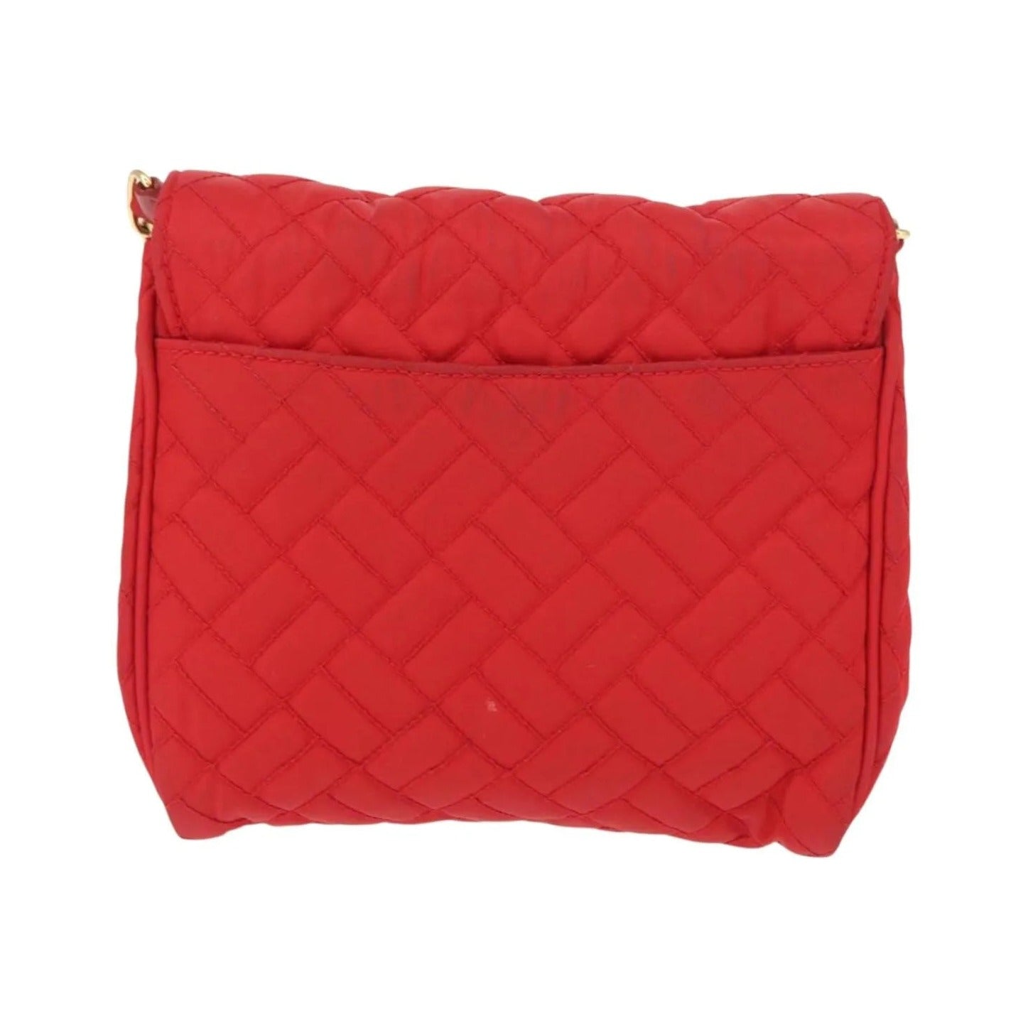 Prada Pushlock Chain Flap Quilted Tessuto, Red, Nylon, Shoulder Bag