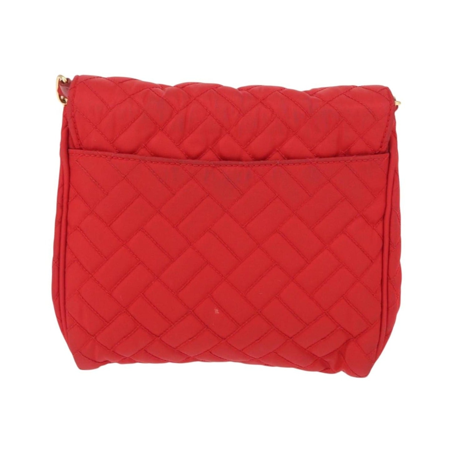 Prada Pushlock Chain Flap Quilted Tessuto, Red, Nylon, Shoulder Bag