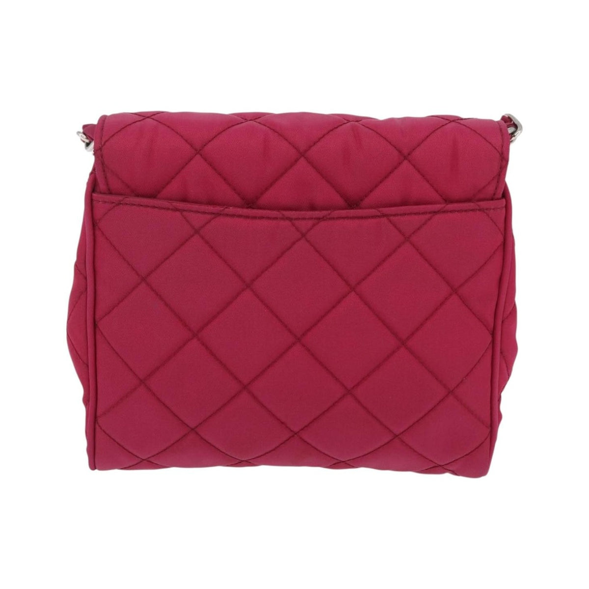 Prada Pushlock Chain Flap Quilted Tessuto, Pink, Nylon, Handbag