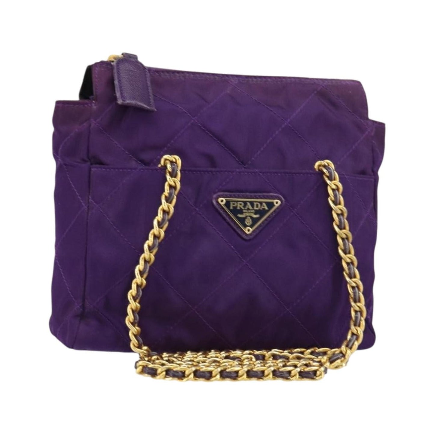 Prada Re-Edition 1995 Chain Tote Quilted Re-Nylon, Purple, Nylon, Shoulder Bag