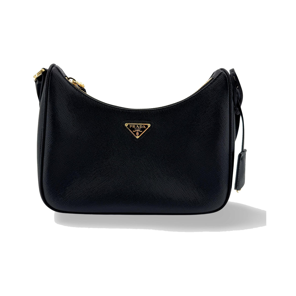 Prada Re-Edition 2005 Hobo Tessuto with Saffiano Leather, Black, Leather, Shoulder Bag