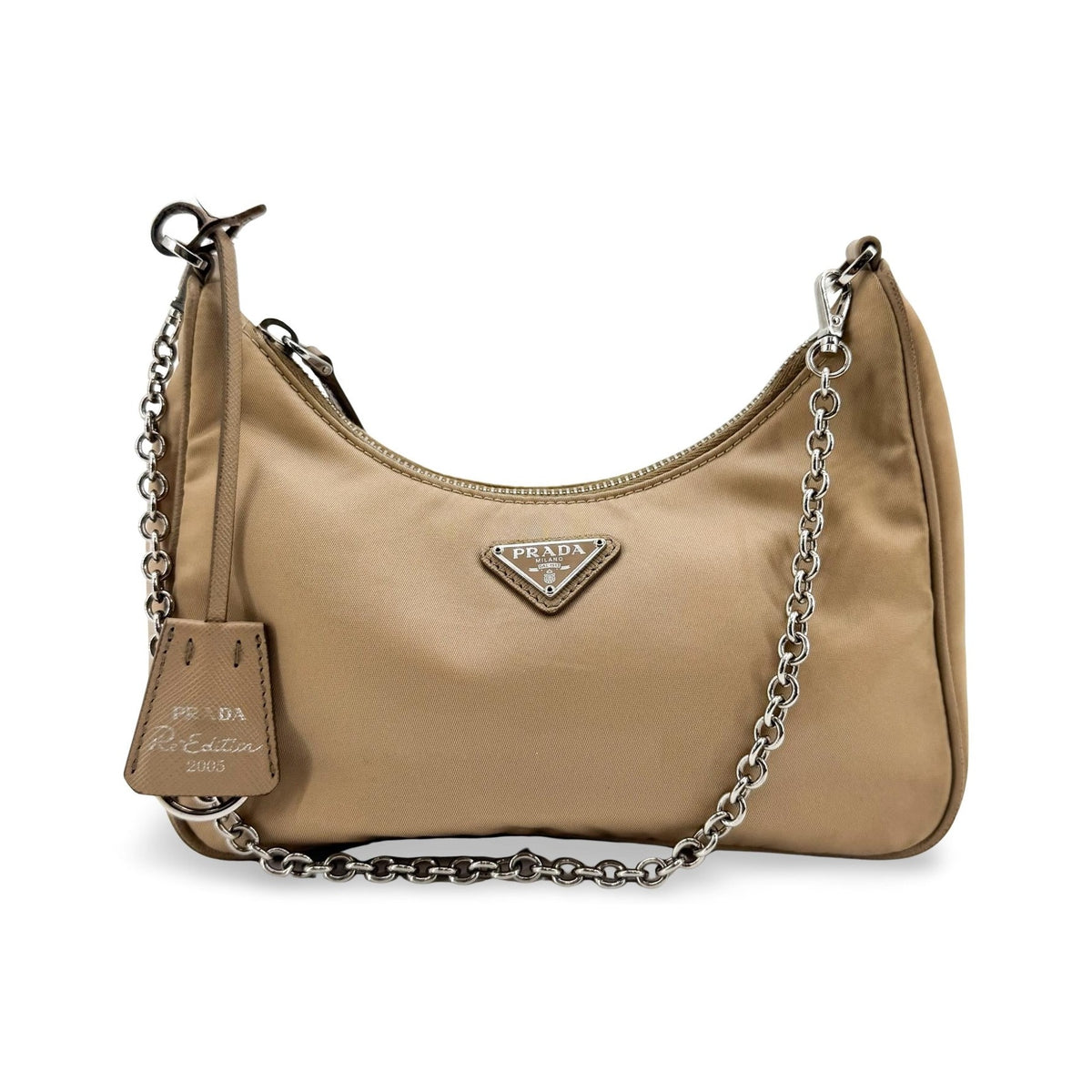 Prada Re-Edition 2005 Tessuto, Beige, Nylon, Shoulder Bag