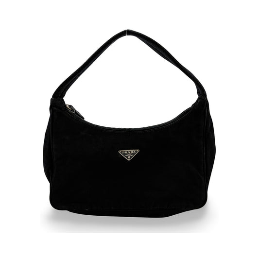 Prada Re-Edition Hobo Saffiano Leather, Black, Nylon, Shoulder Bag