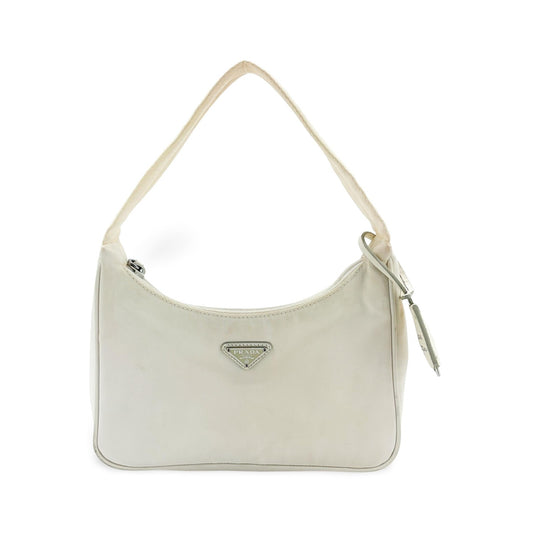 Prada Re-Edition Printed Raffia, White, Nylon, Shoulder Bag