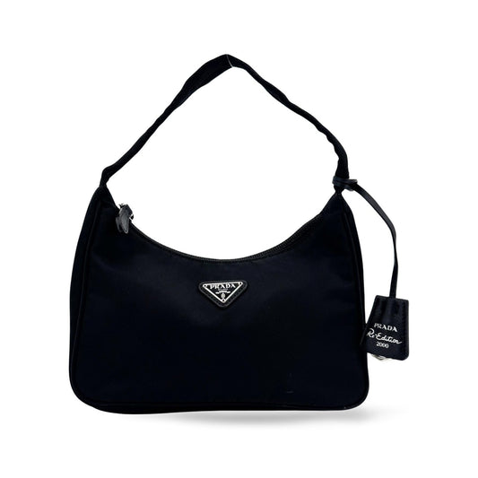 Prada Re-Edition Velvet, Black, Nylon, Shoulder Bag