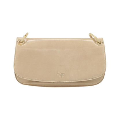 Prada Resin Chain Ruffle Flap Leather, Beige, Leather, Handbag
