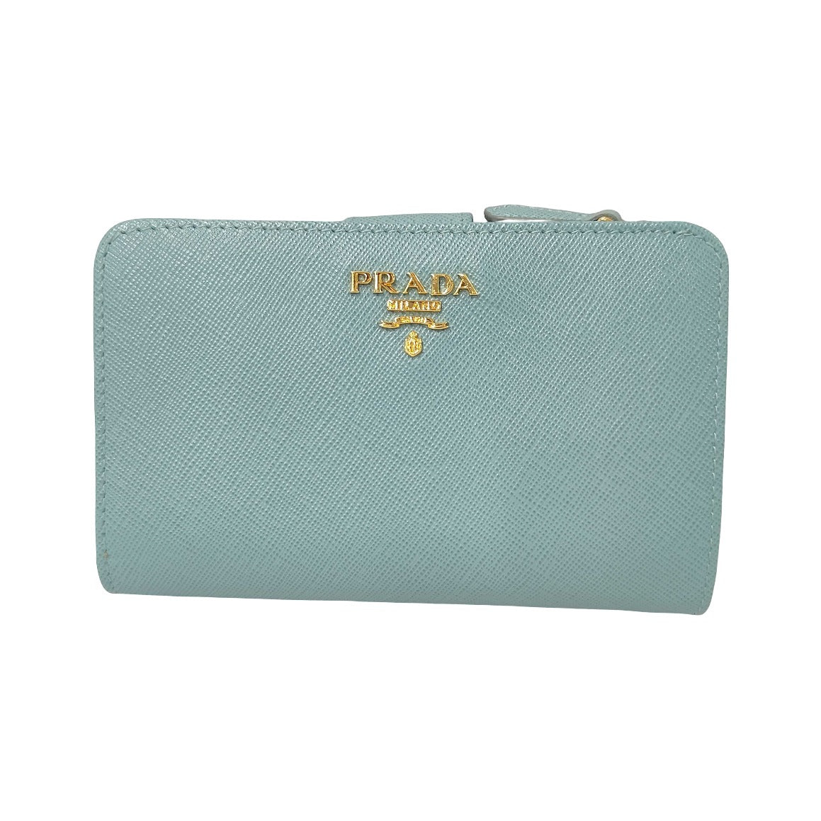 Prada Saffiano bifold Leather, Blue, Leather, Wallet