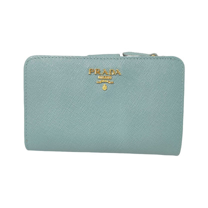 Prada Saffiano bifold Leather, Blue, Leather, Wallet