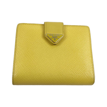 Prada Saffiano bifold Leather, Yellow, Leather, Wallet