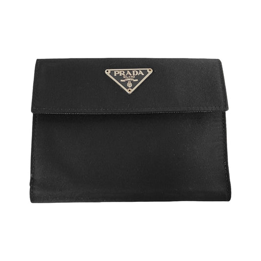Prada Saffiano bifold Leather, Black, Nylon, Wallet