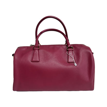 Prada Saffiano Bowler Leather, Pink, Leather, Handbag
